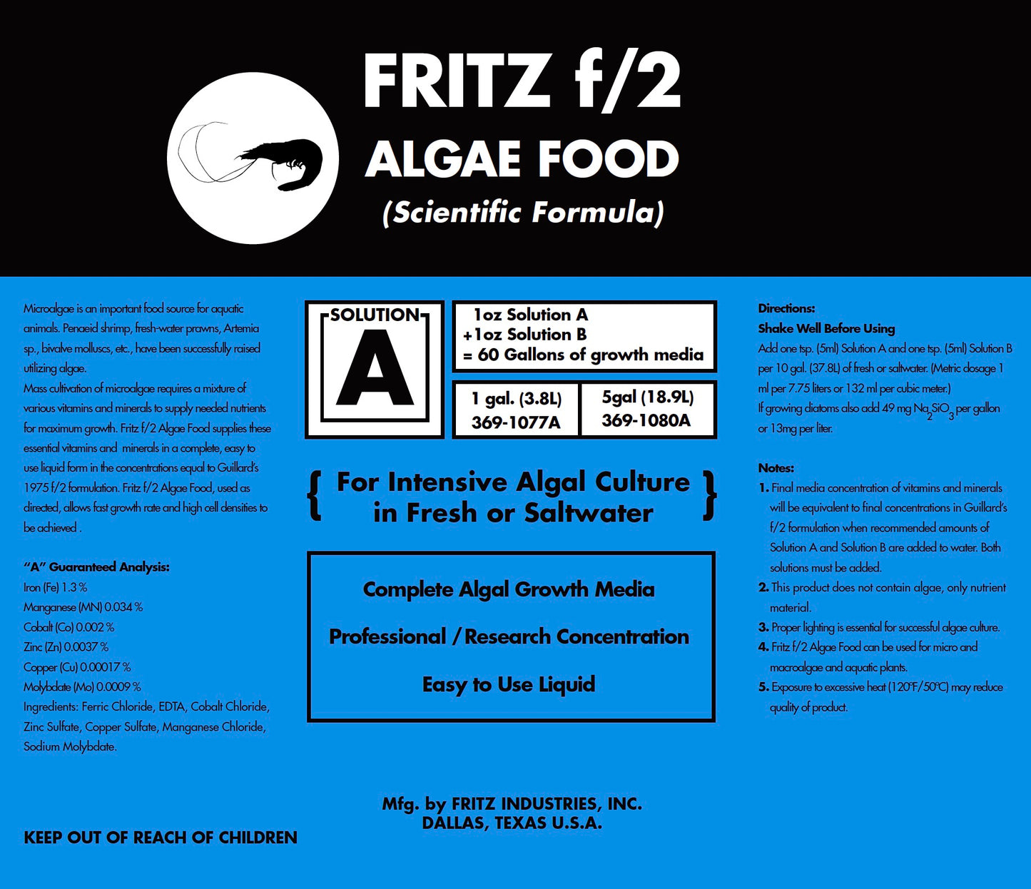 Fritz F/2 Algae Fertilizer