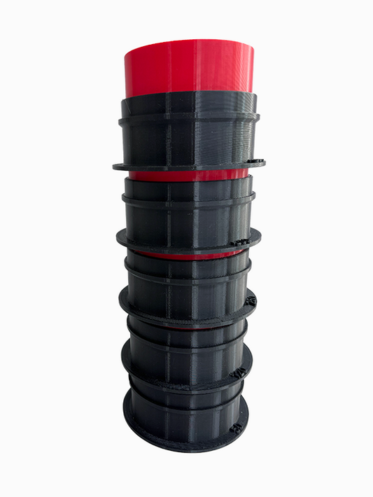 Red set of stackable sieves